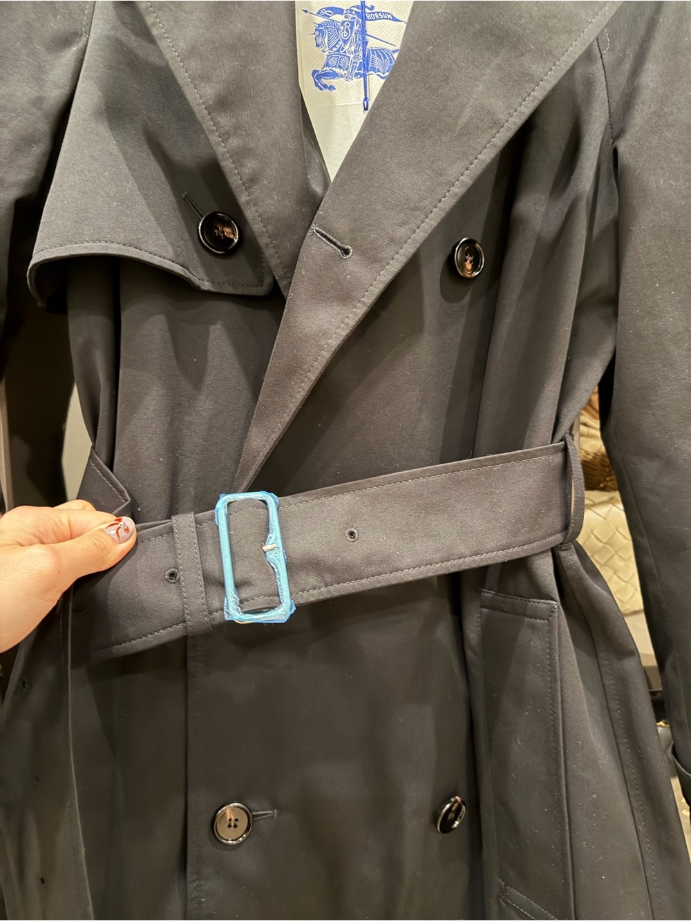 Burberry Black Trench Coat with Signature Check Collar Accent - Picture 8 of 14